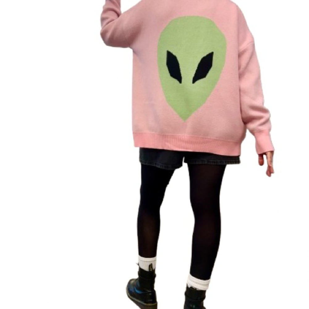 RARE, NWOT Dressed in LALA “Be Yourself” Oversized Alien Knit in Pink, Sz  - S/M - Picture 16 of 16